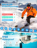 Smartwatch Relógio Inteligente, Tela HD de 1,83" Relógio Fitness com Alexa, 120 Esportes, Frequência Cardíaca e Monitoramento do Sono, IP68 à rova d'água, Compatível com Android iOS, 2 Pulseiras Preto